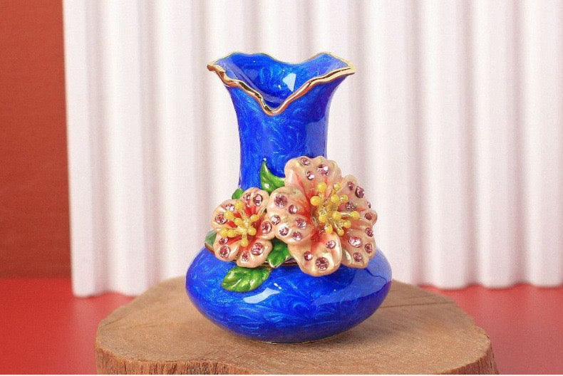 Hand Enameled Jewelry Box- Flower Vase(4*6 cm/1.6*2.4 inch)