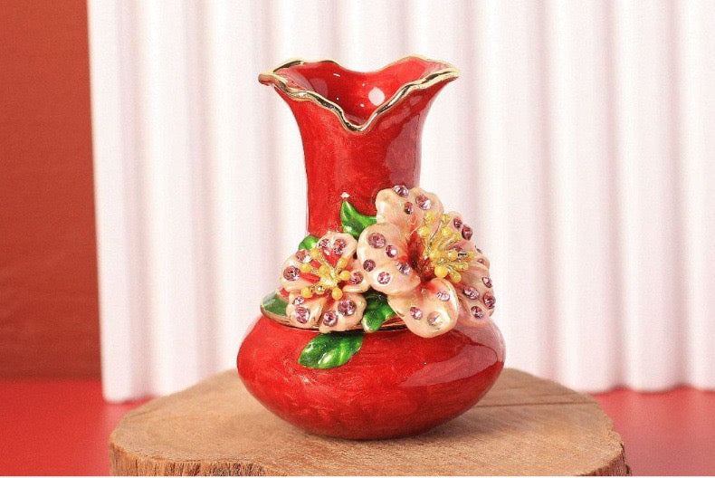 Hand Enameled Jewelry Box- Flower Vase(4*6 cm/1.6*2.4 inch)