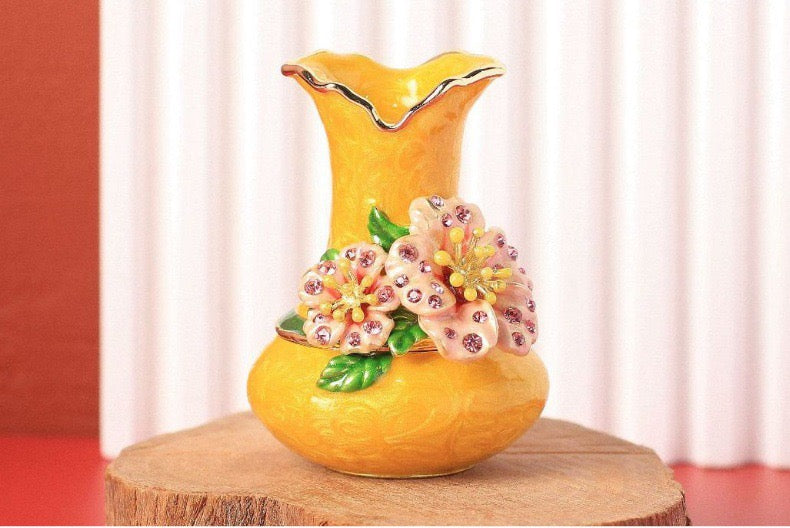 Hand Enameled Jewelry Box- Flower Vase(4*6 cm/1.6*2.4 inch)