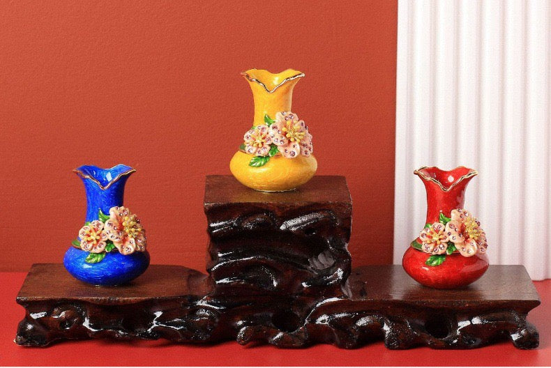 Hand Enameled Jewelry Box- Flower Vase(4*6 cm/1.6*2.4 inch)