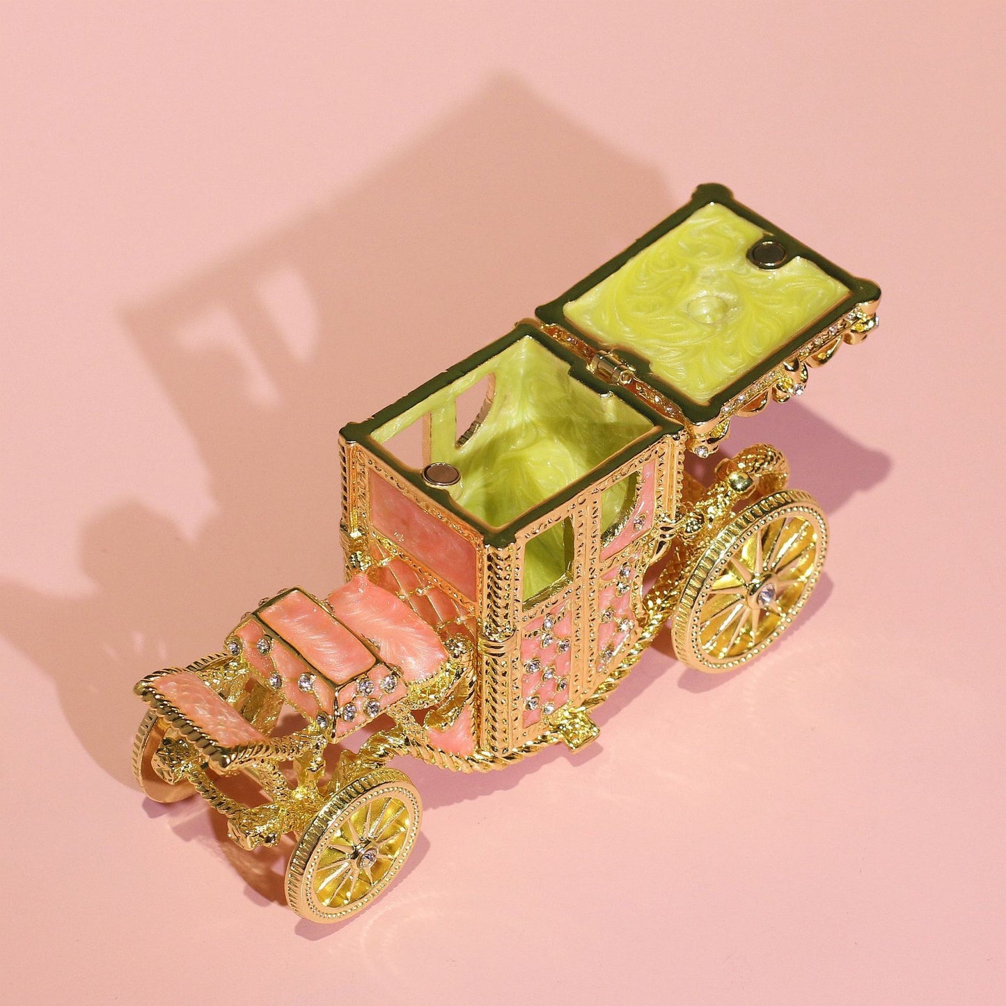 Hand Enameled Jewelry Box- Carriage/Crown Top(11.5*5.5*6.5 cm/4.5*2.2*2.6 inch)