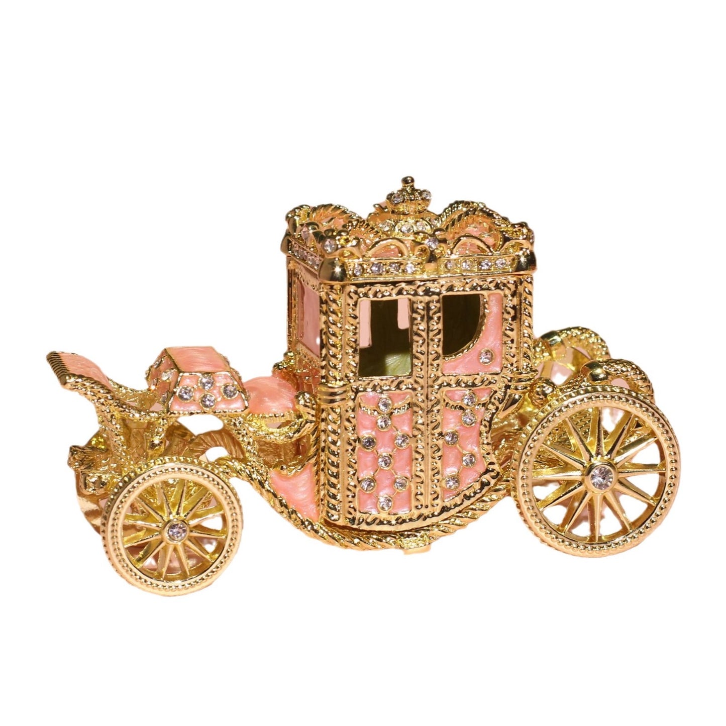 Hand Enameled Jewelry Box- Carriage/Crown Top(11.5*5.5*6.5 cm/4.5*2.2*2.6 inch)