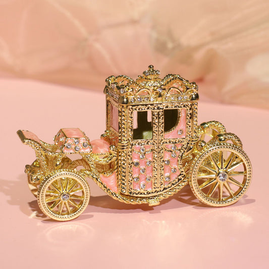 Hand Enameled Jewelry Box- Carriage/Crown Top(11.5*5.5*6.5 cm/4.5*2.2*2.6 inch)