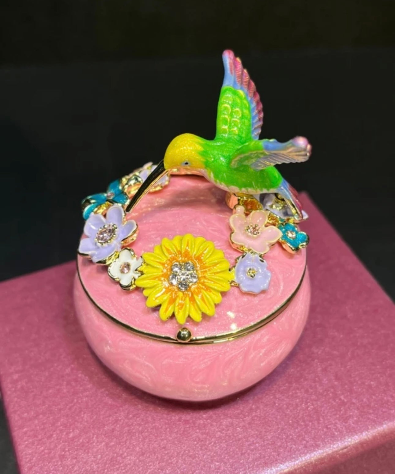 Hand Enameled Jewelry Box- Hummingbird(5*6 cm/2*2.4 inch)