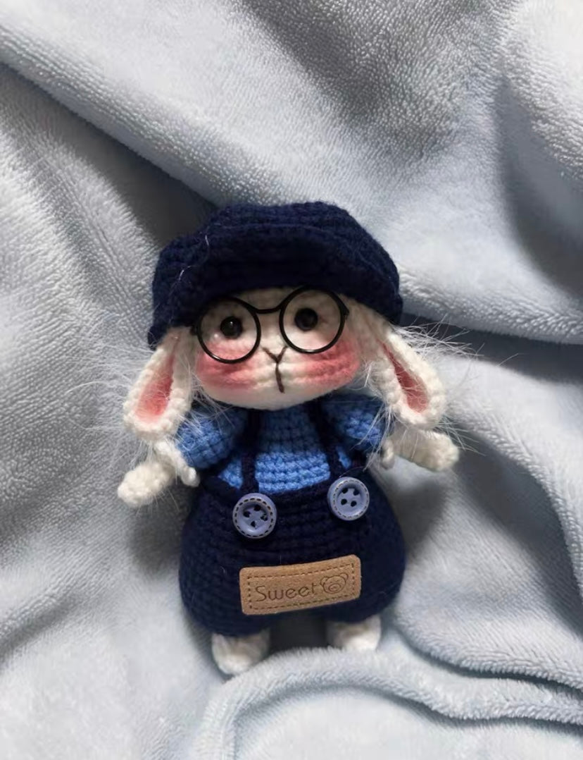 Crochet Bunny with Hat(5~7 cm/2~2.7 inch)