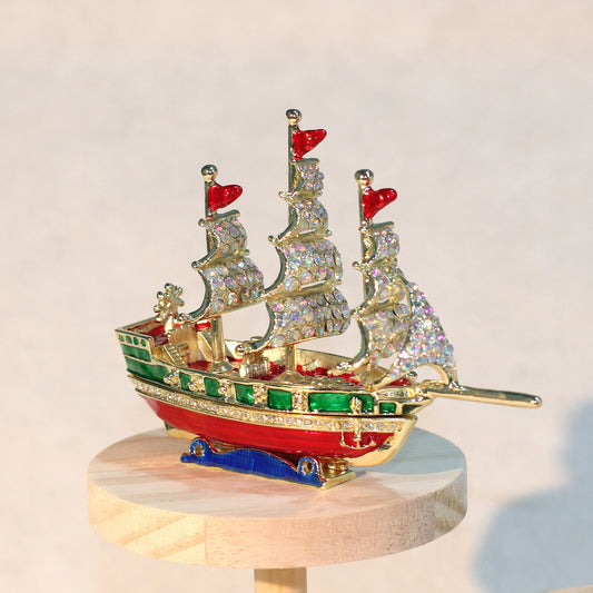 Hand Enameled Jewelry Box- Boat(14*4.5*10.5 cm/5.5*1.8*4.1 inch)