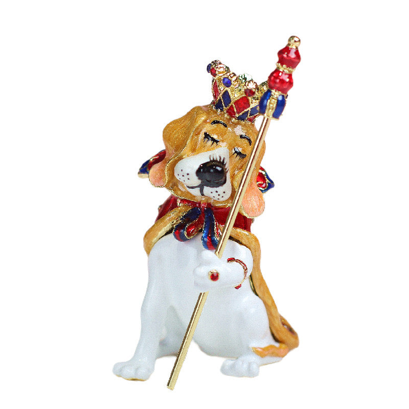 Hand Enameled Jewelry Box- Dog King(6*10 cm/2.4*3.9 inch)