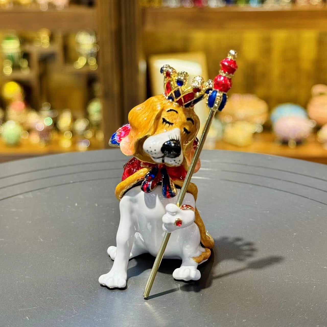 Hand Enameled Jewelry Box- Dog King(6*10 cm/2.4*3.9 inch)