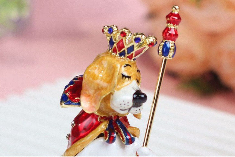 Hand Enameled Jewelry Box- Dog King(6*10 cm/2.4*3.9 inch)