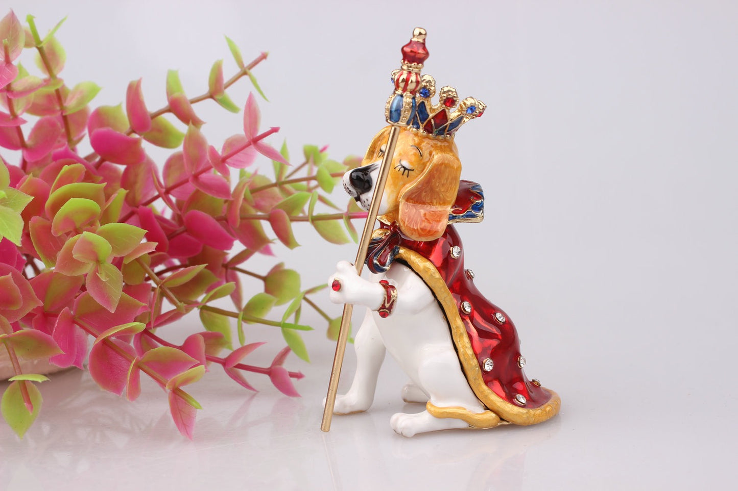 Hand Enameled Jewelry Box- Dog King(6*10 cm/2.4*3.9 inch)