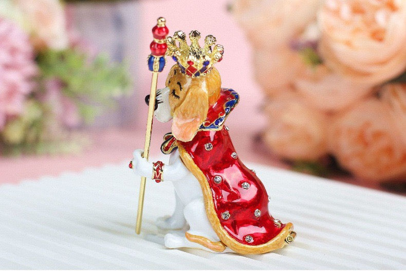 Hand Enameled Jewelry Box- Dog King(6*10 cm/2.4*3.9 inch)