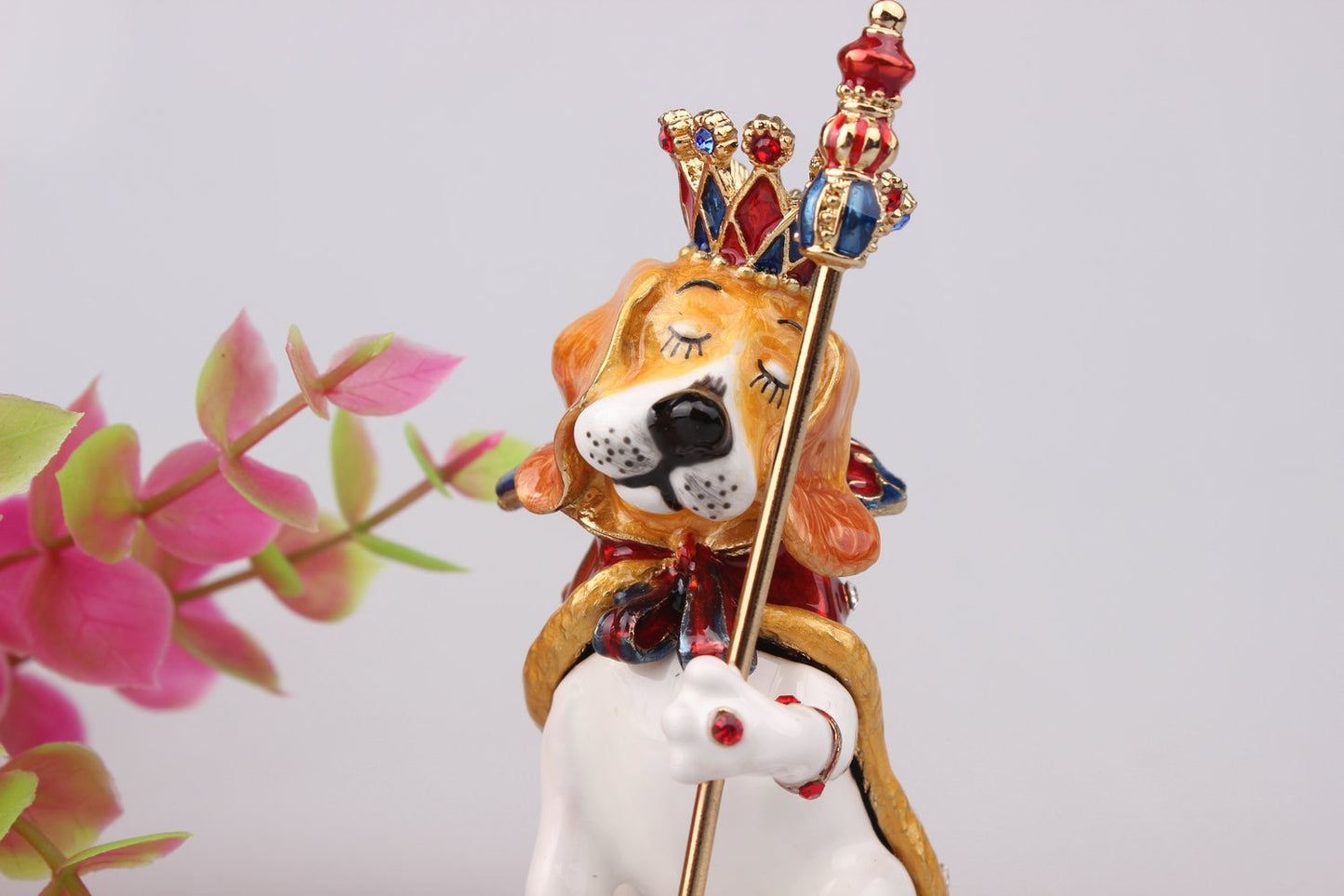 Hand Enameled Jewelry Box- Dog King(6*10 cm/2.4*3.9 inch)