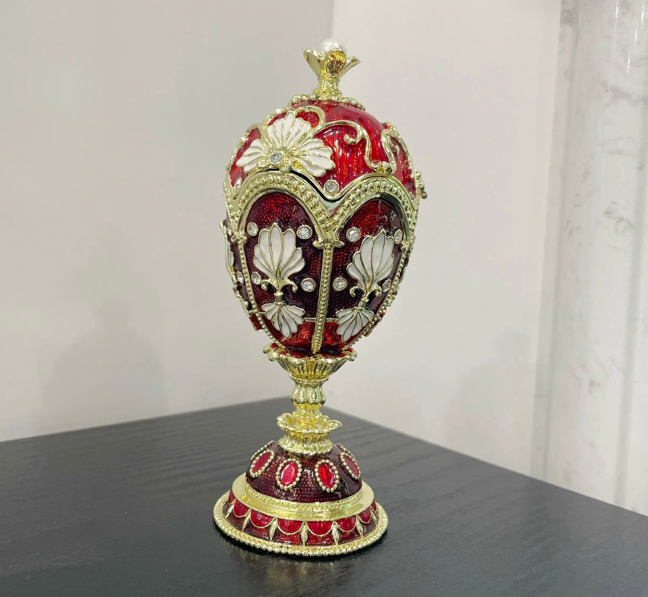 Hand Enameled Jewelry Box- Faberge Egg(15.5*6 cm/6.1*2.4 inch)