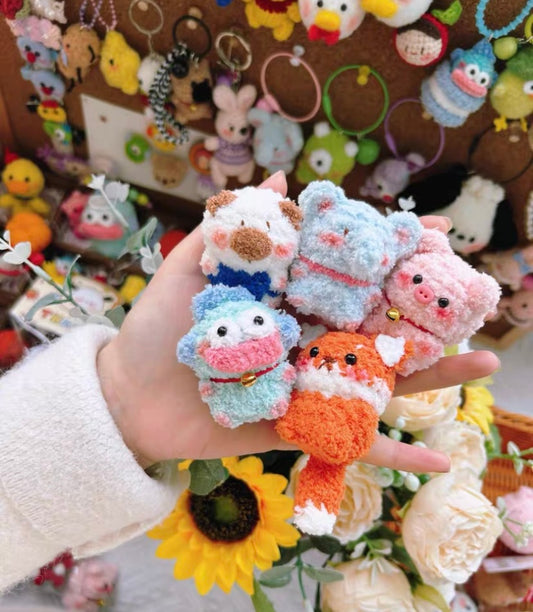 Crochet Mini Animals/Fishman/Elephant/Pig/Fox/Bear