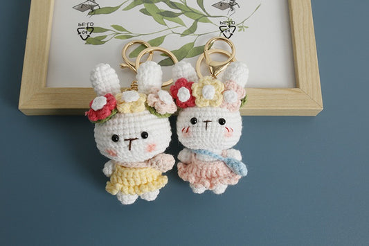 Bunny with Flowers Keychain