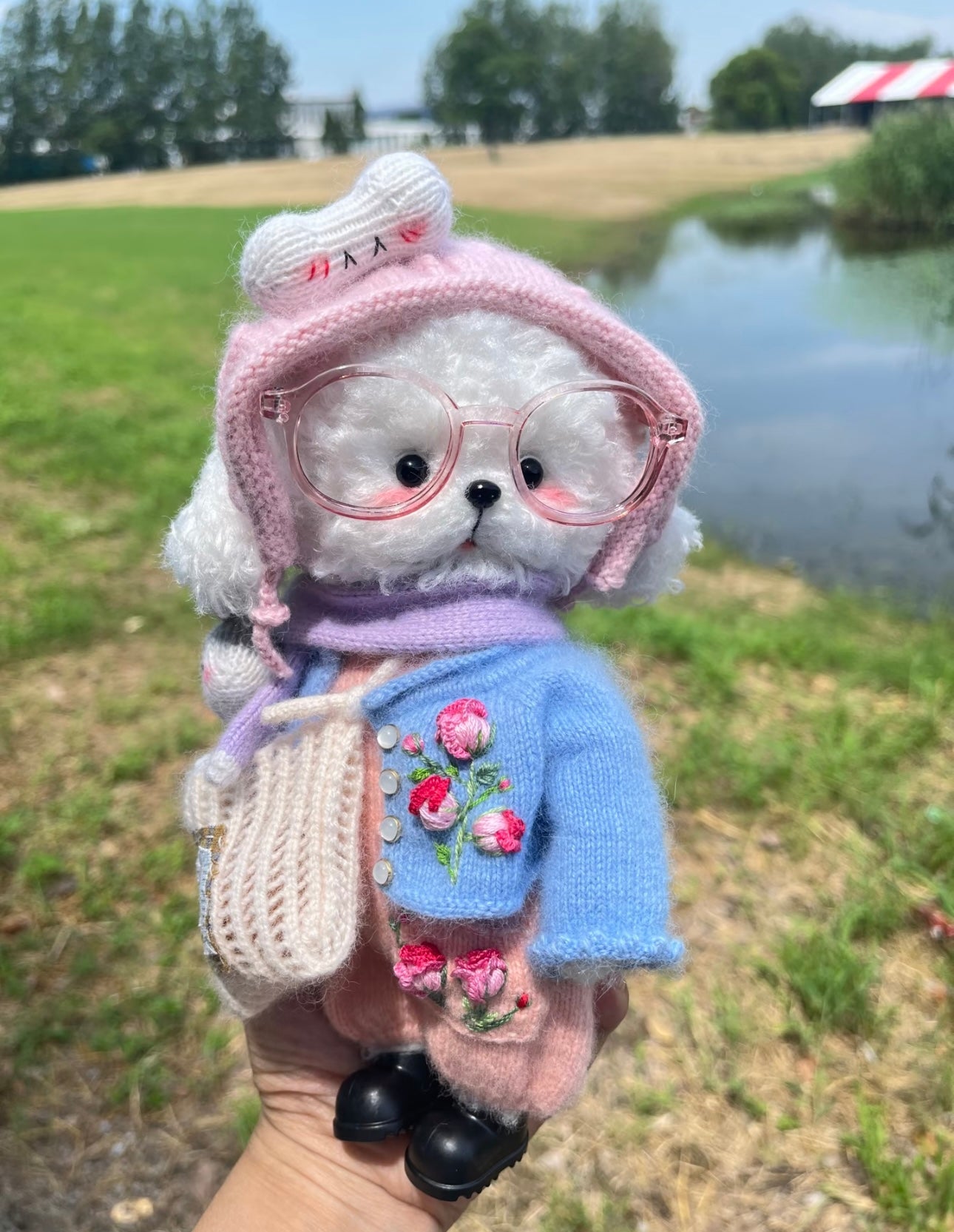 Knitted Dog+Cloth+Hat+Bag(20~23 cm/8~9 inch)
