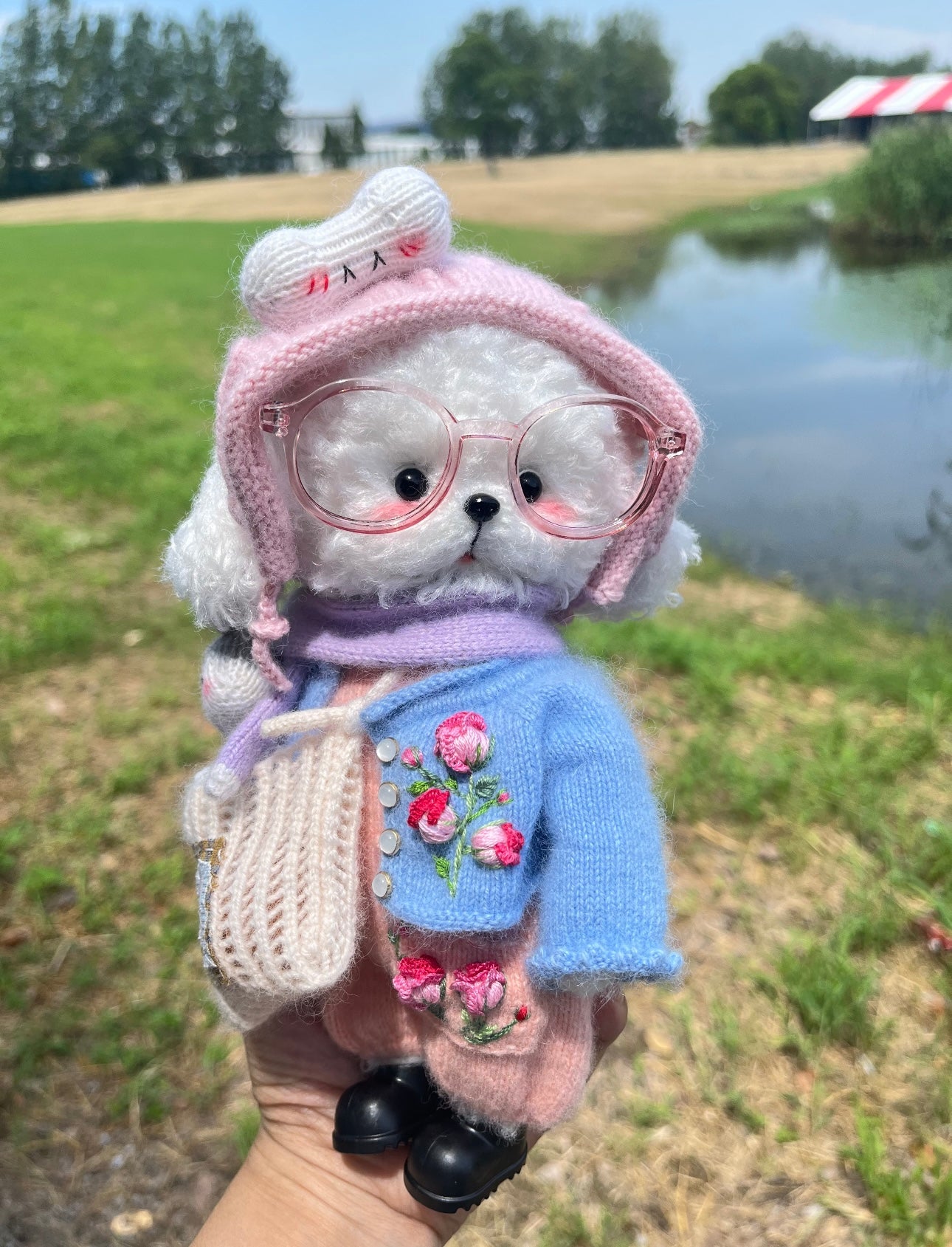 Knitted Dog+Cloth+Hat+Bag(20~23 cm/8~9 inch)