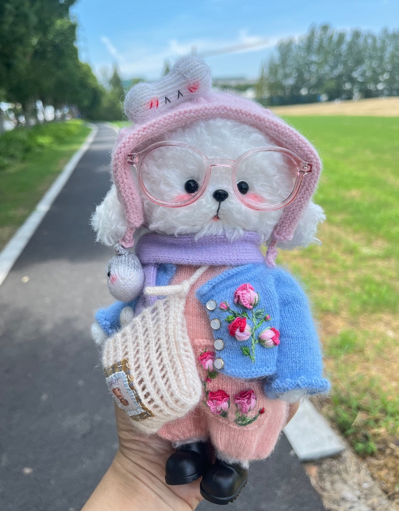 Knitted Dog+Cloth+Hat+Bag(20~23 cm/8~9 inch)