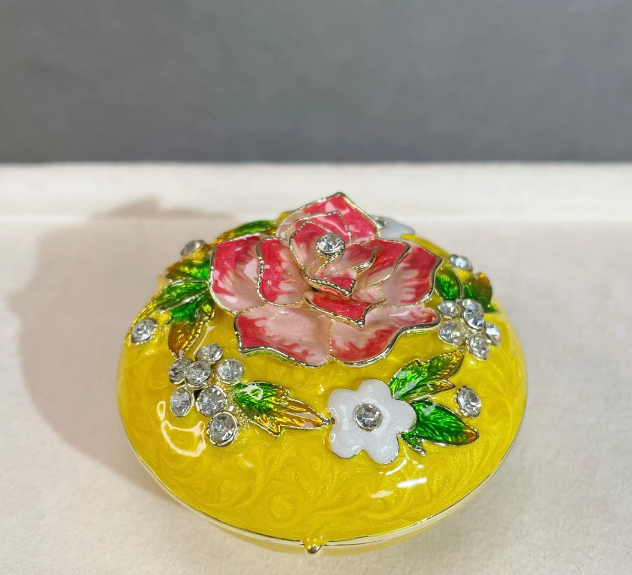 Hand Enameled Jewelry Box- Flower Box(7*7*4.5 cm/2.8*2.8*1.8 inch)