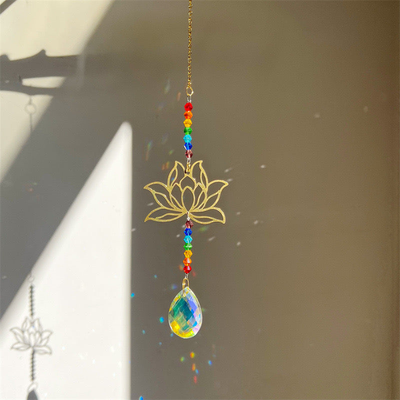 Lotus Shape Crystal Suncatcher Set of 3