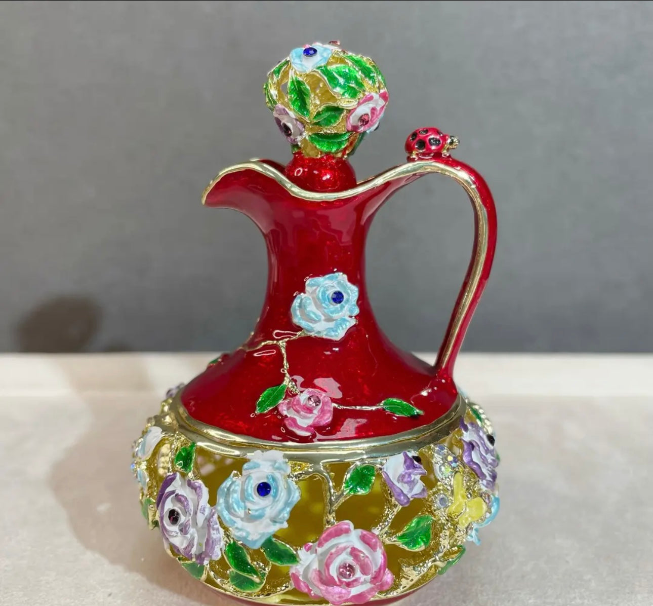 Hand Enameled Jewelry Box- Flower Pot(6.5*9 cm/2.6*3.5 inch)