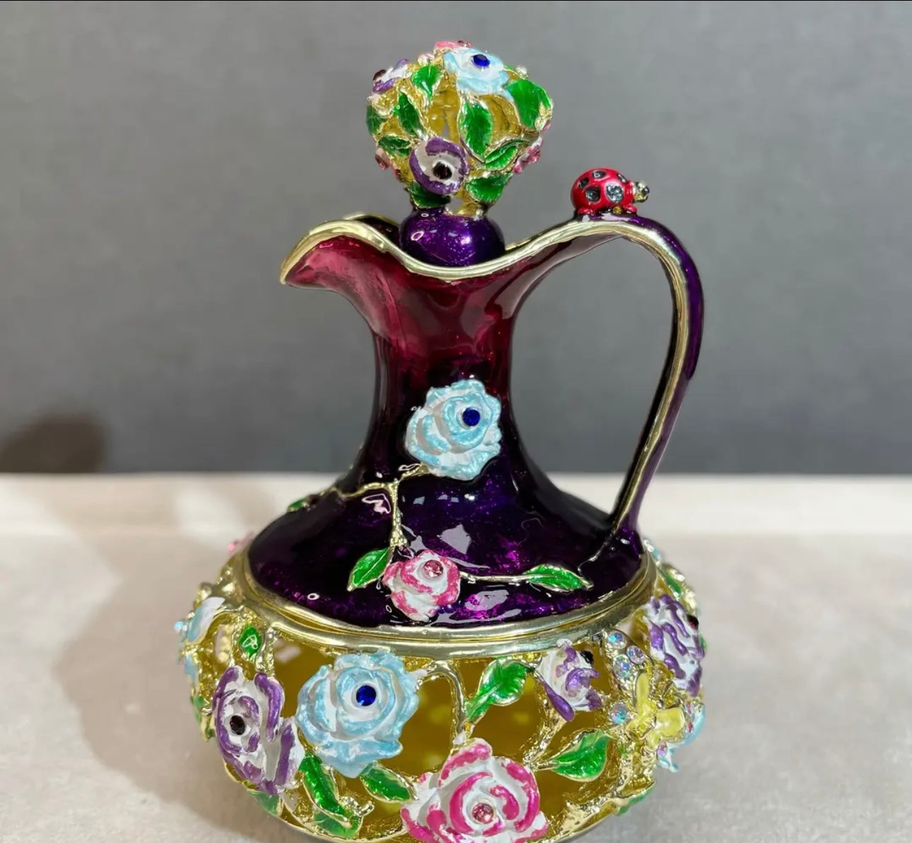 Hand Enameled Jewelry Box- Flower Pot(6.5*9 cm/2.6*3.5 inch)