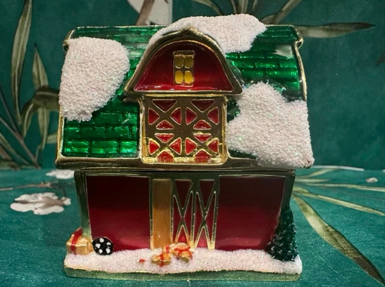 Hand Enameled Jewelry Box- Luminous House/Barn(5*5*5.5 cm/2*2*2.2 inch)