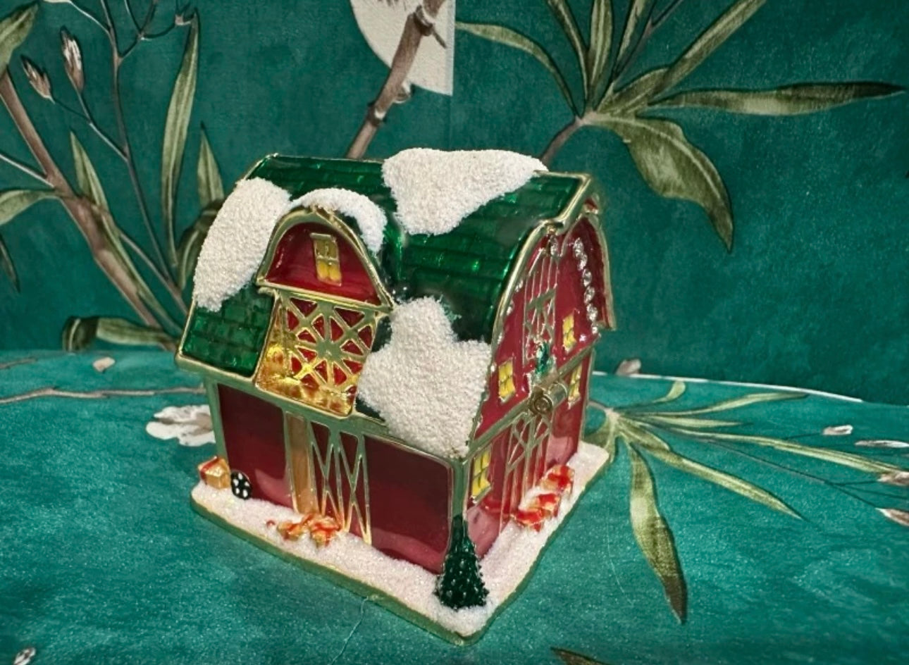 Hand Enameled Jewelry Box- Luminous House/Barn(5*5*5.5 cm/2*2*2.2 inch)