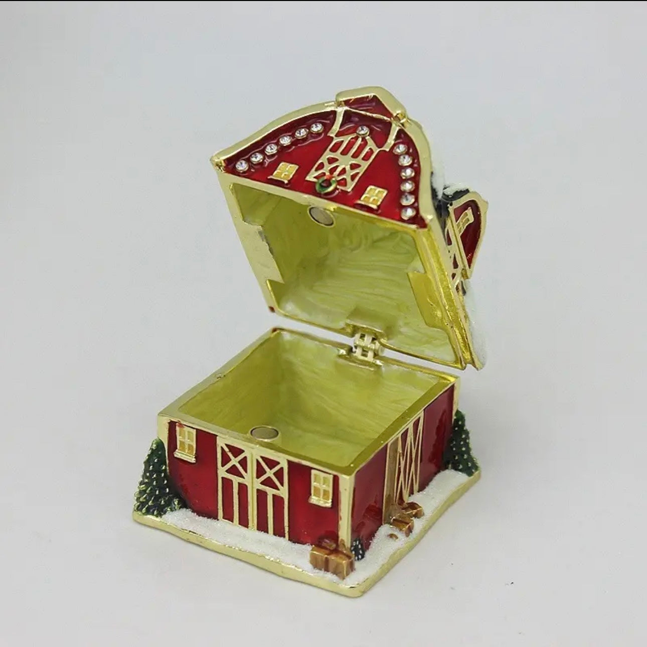 Hand Enameled Jewelry Box- Luminous House/Barn(5*5*5.5 cm/2*2*2.2 inch)