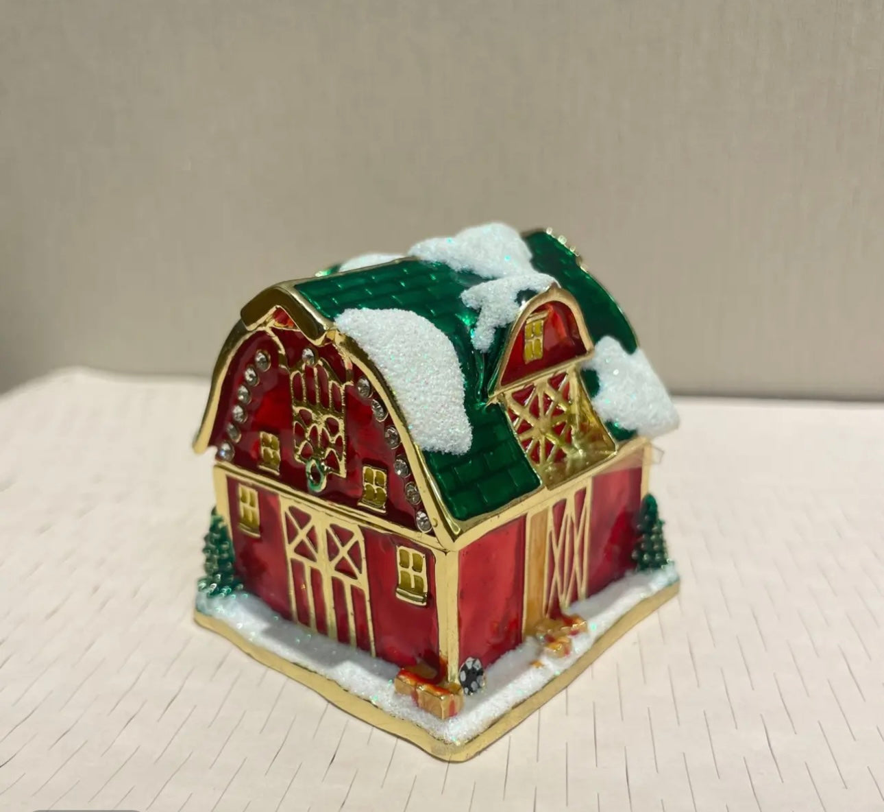 Hand Enameled Jewelry Box- Luminous House/Barn(5*5*5.5 cm/2*2*2.2 inch)