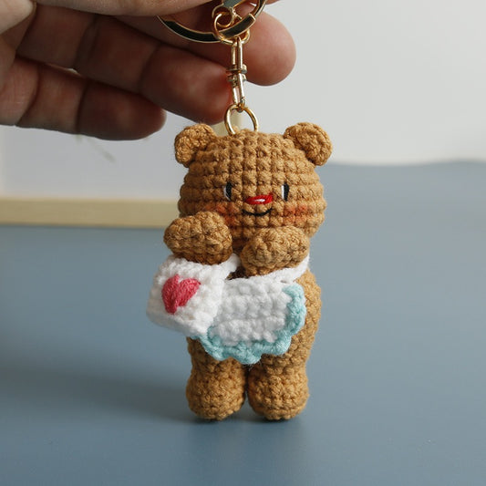 Bear with Red Heart Bag Keychain