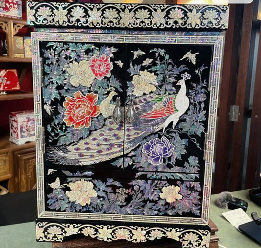 Mother of Pearl Wooden Jewelry Box- Peacock(27.7*17.2*37 cm/10.9*6.8*14.6 inch)