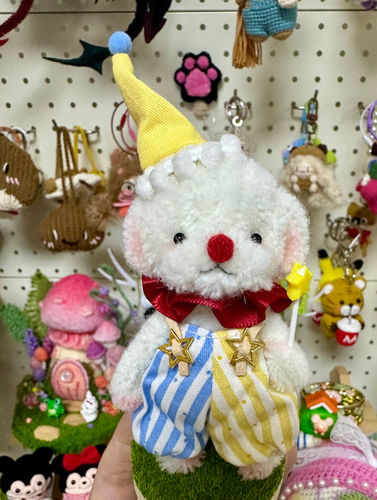 Pipe Cleaner/Twist Stick- White Dog with Fabric Outfit/Clown(10 cm/4 inch)