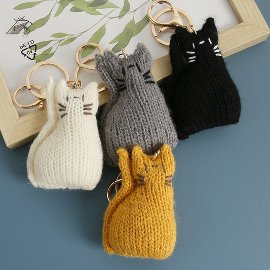 Knitted Cat Keychain