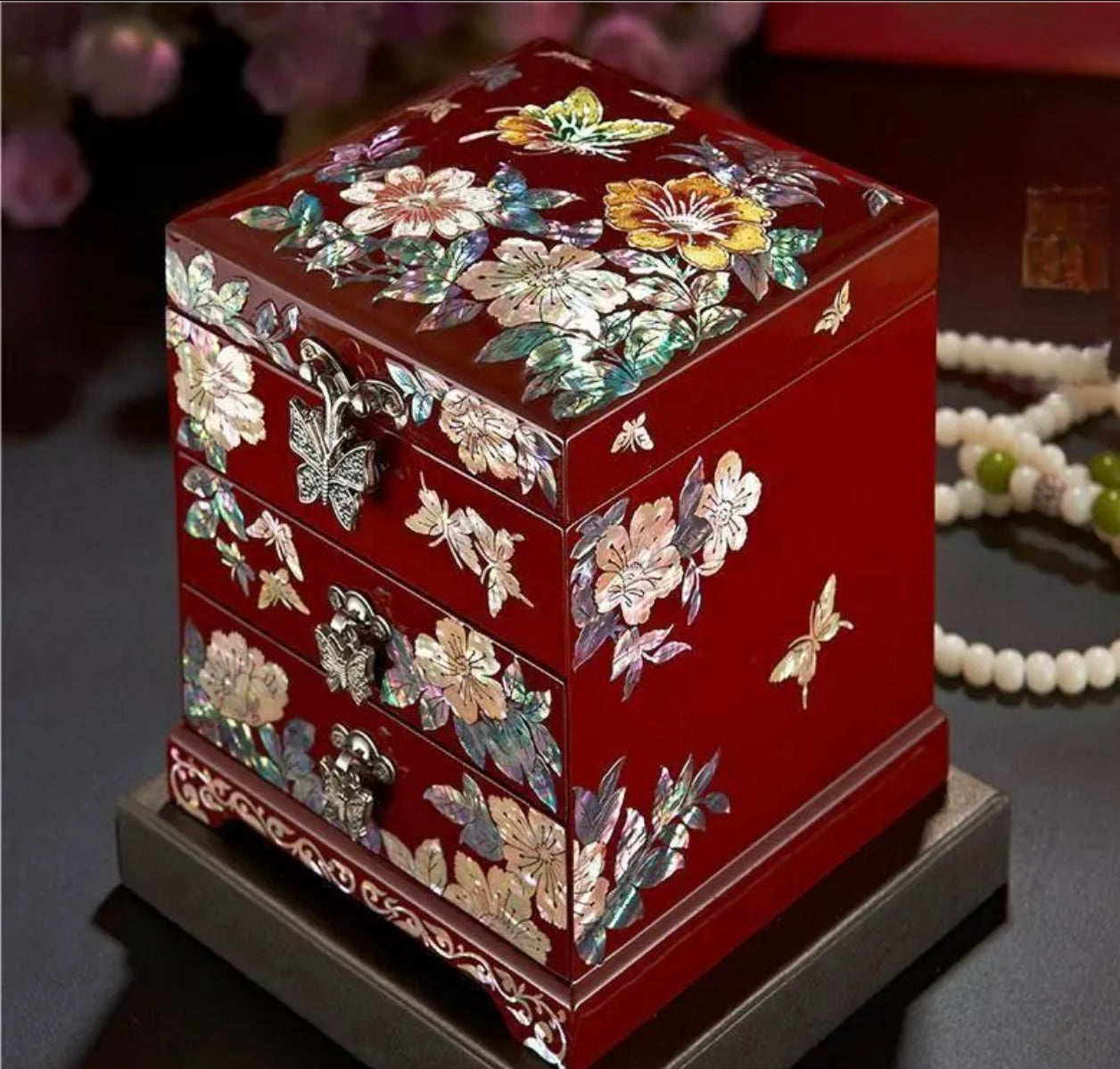 Mother of Pearl Wooden Jewelry Box- Butterfly(12*12*14 cm/4.7*4.7*5.5 inch)