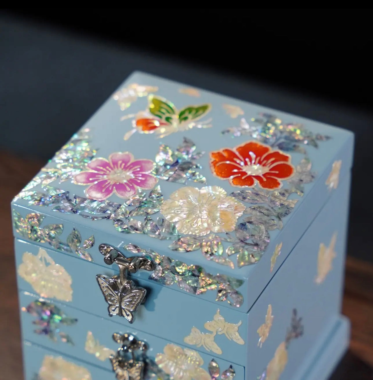 Mother of Pearl Wooden Jewelry Box- Butterfly(12*12*14 cm/4.7*4.7*5.5 inch)