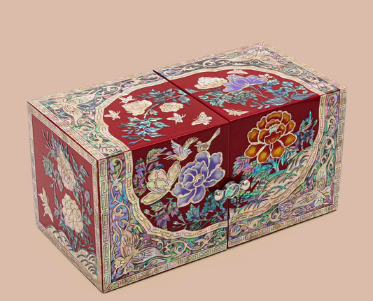 Mother of Pearl Wooden Jewelry Box- Peony(21*10.5*10.5 cm cm/8.3*4.1*4.1 inch)