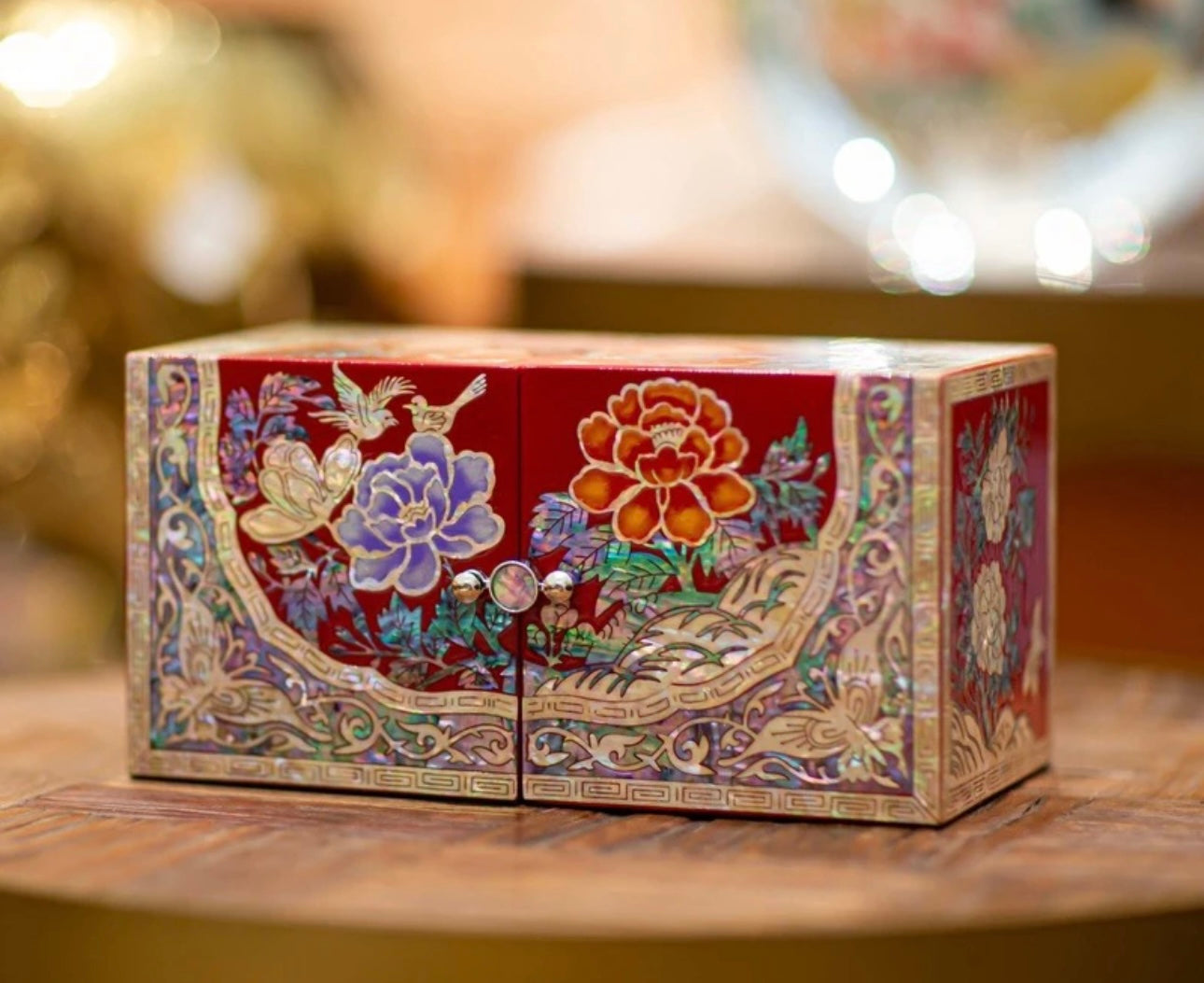 Mother of Pearl Wooden Jewelry Box- Peony(21*10.5*10.5 cm cm/8.3*4.1*4.1 inch)