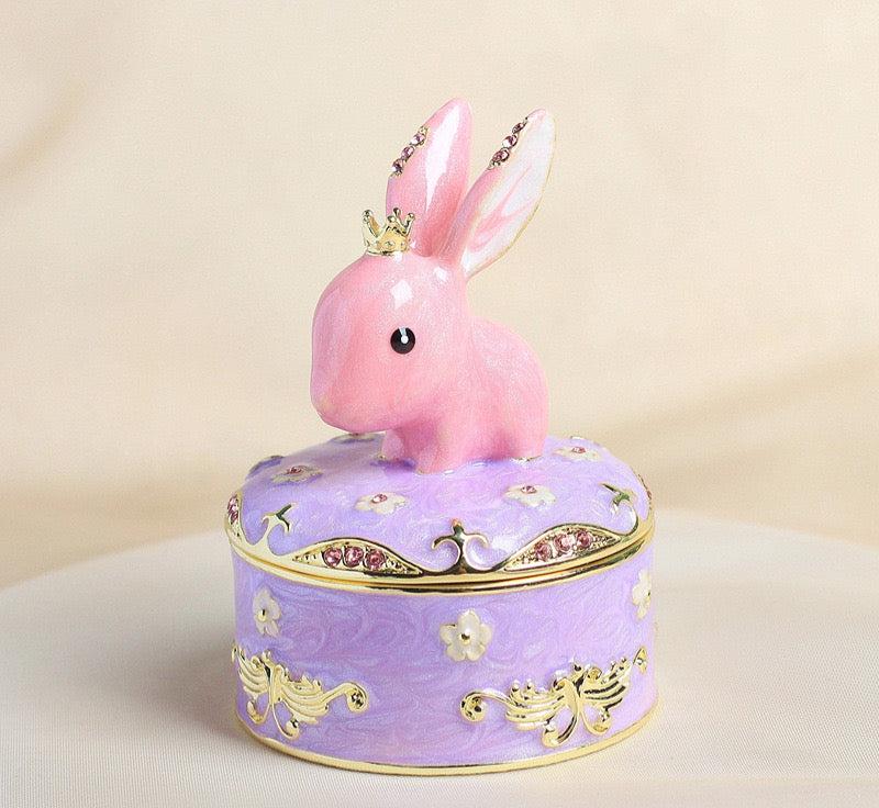 Hand Enameled Jewelry Box- Little Animals with Golden Crown(5.5*5.5*7 cm/2.2*2.2*2.8 inch)