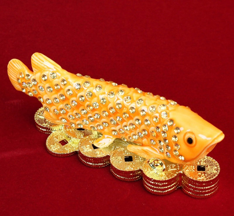 Hand Enameled Jewelry Box- Golden Fish(15*5*5 cm/5.9*2*2 inch)