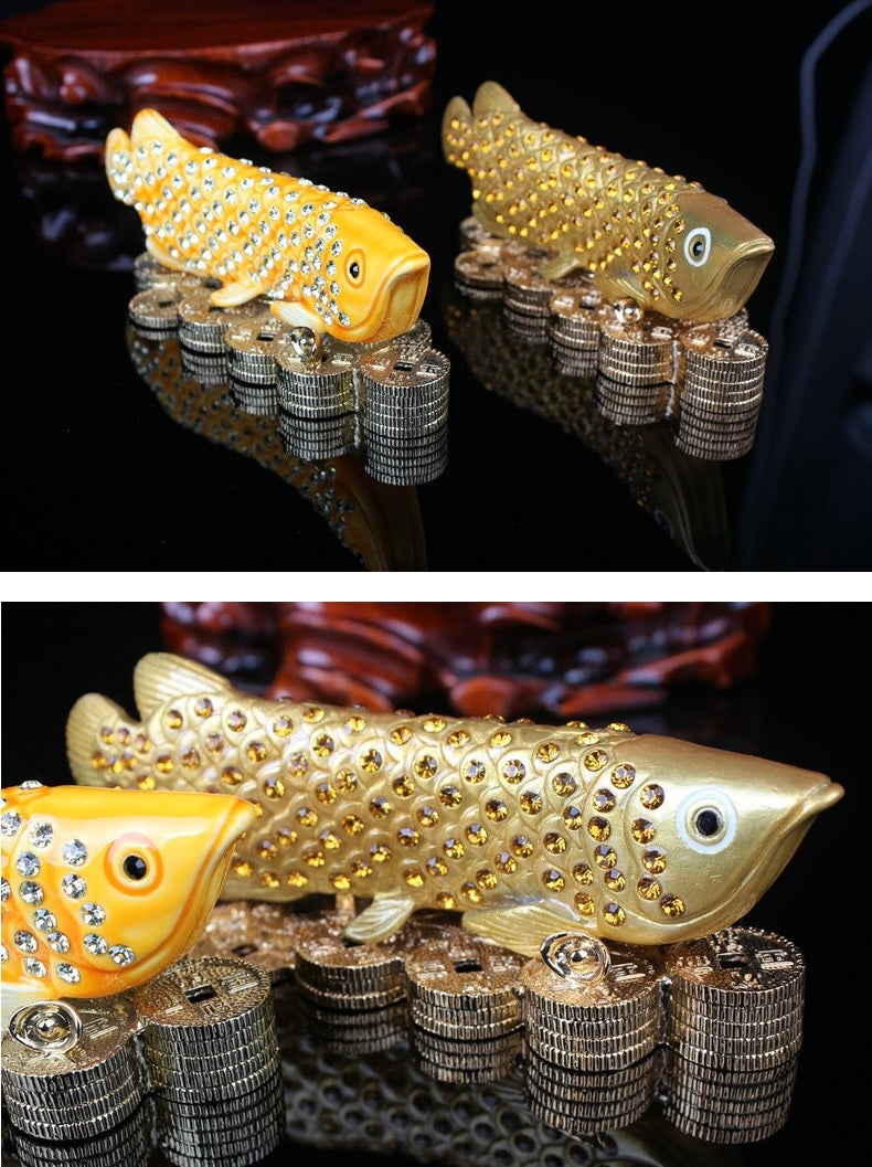 Hand Enameled Jewelry Box- Golden Fish(15*5*5 cm/5.9*2*2 inch)