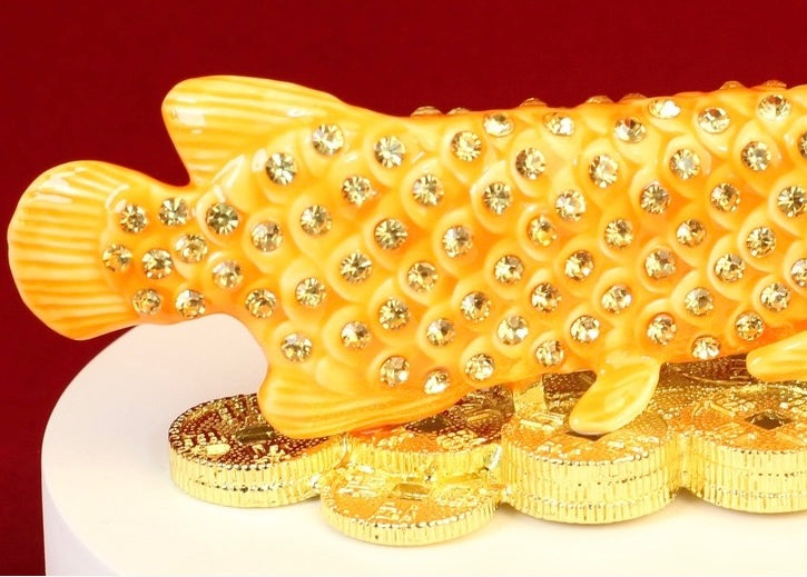 Hand Enameled Jewelry Box- Golden Fish(15*5*5 cm/5.9*2*2 inch)