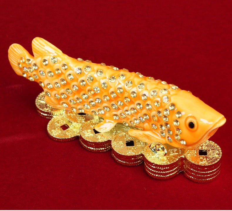 Hand Enameled Jewelry Box- Golden Fish(15*5*5 cm/5.9*2*2 inch)