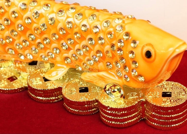 Hand Enameled Jewelry Box- Golden Fish(15*5*5 cm/5.9*2*2 inch)