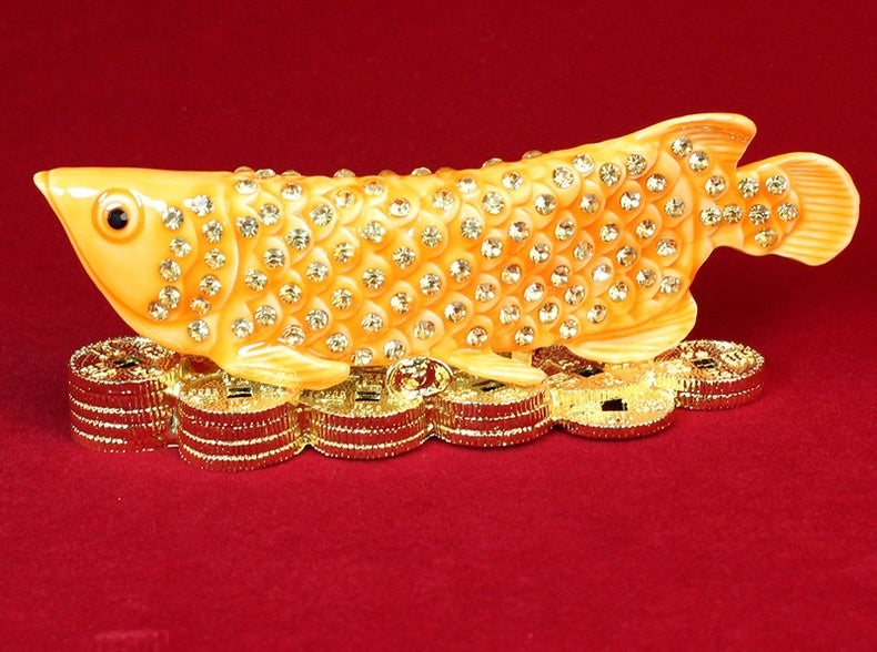 Hand Enameled Jewelry Box- Golden Fish(15*5*5 cm/5.9*2*2 inch)