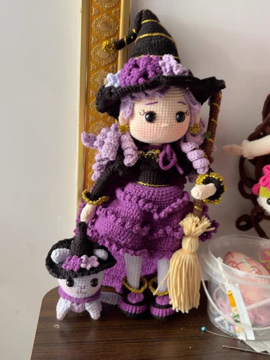 Crochet Witch Doll/Girl with Dog and Broom