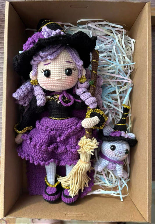 Crochet Witch Doll/Girl with Dog and Broom
