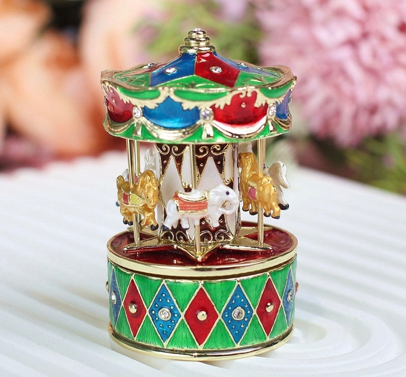 Hand Enameled Music Box- Carousel(5*8 cm/2*3.1 inch)