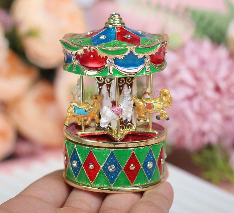 Hand Enameled Music Box- Carousel(5*8 cm/2*3.1 inch)