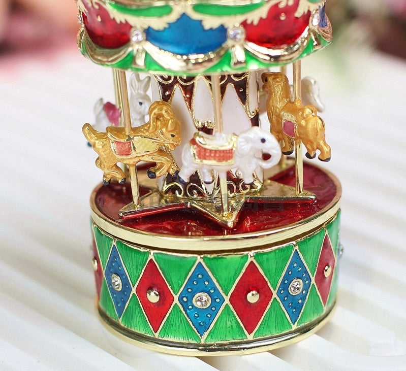 Hand Enameled Music Box- Carousel(5*8 cm/2*3.1 inch)